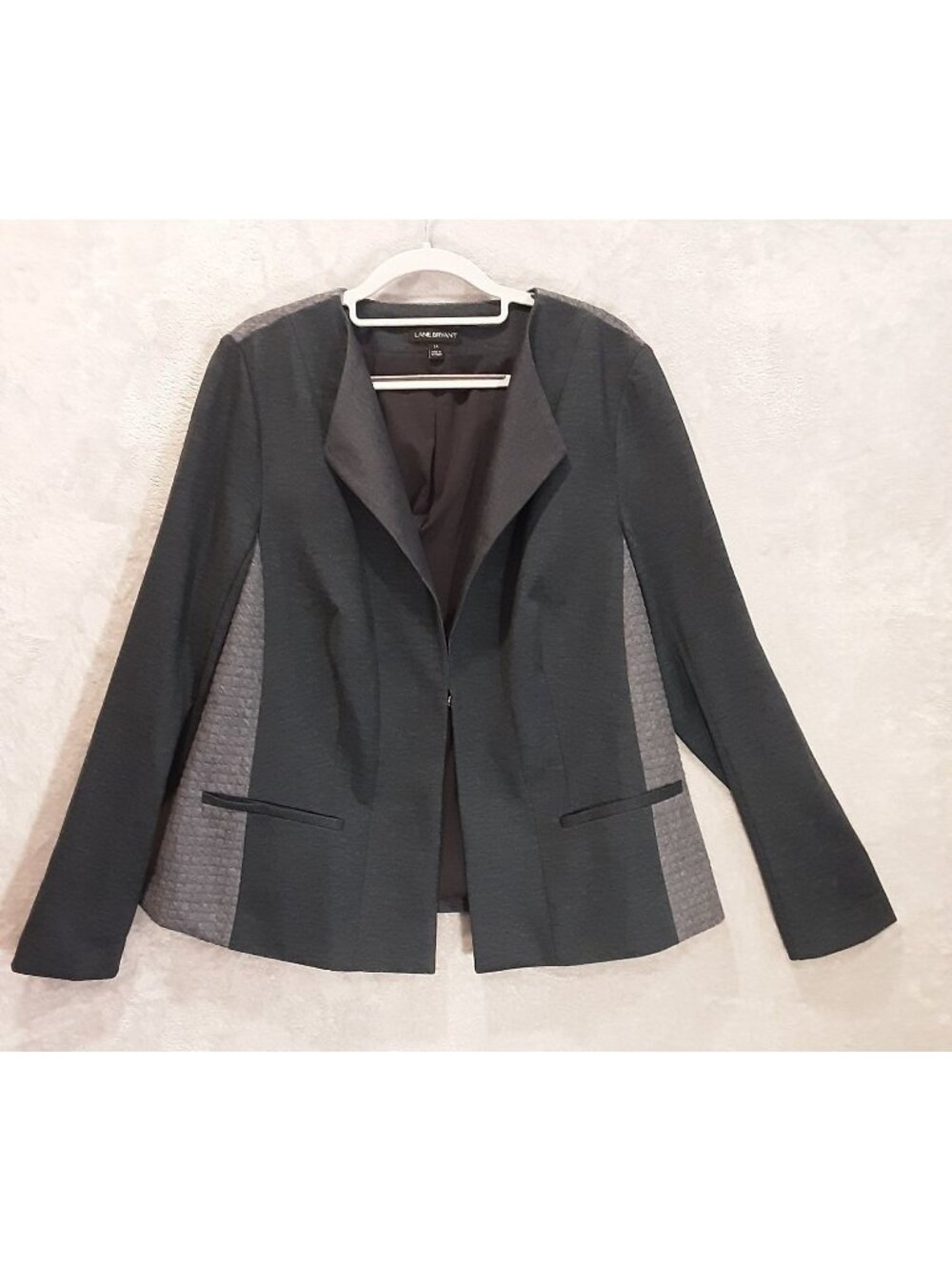 Lane Bryant Blazer Womens 14 gray color block textured career special occasion